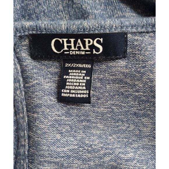 Chaps Denim Casual Blue and White Long Sleeve Peep Back Knit Top‎ Sz 2XL - Picture 5 of 9